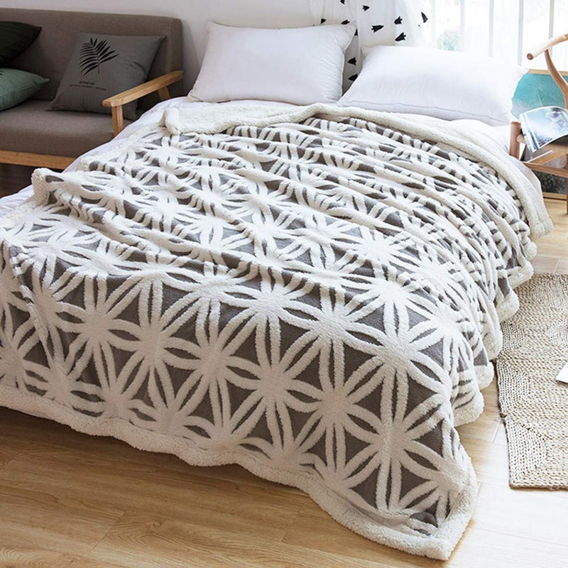 LOMAO Sherpa Fleece Blanket 90x90 Fuzzy Soft Throw Blanket Dual Sided Blanket for Couch Sofa Bed (Grey, 90''x90'') - Image 2